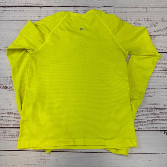 Lululemon Long Sleeve Athletic Top Women Yellow Crew Neck Seamless Performance 6 - Picture 5 of 5